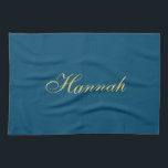 Blue Gold Professional Trendy Minimalist Name Tea Towel<br><div class="desc">Represent yourself with this modern,  elegant design. This template can be customised to meet all professional occupations.</div>