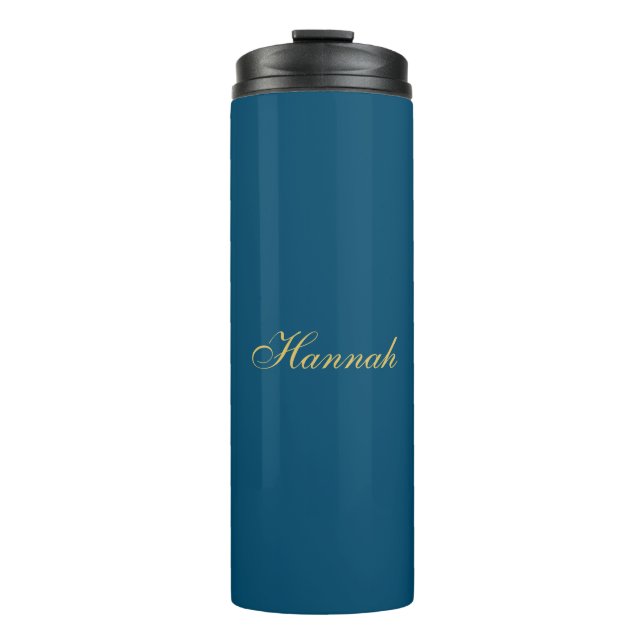 Blue Gold Professional Trendy Minimalist Name Thermal Tumbler (Front)