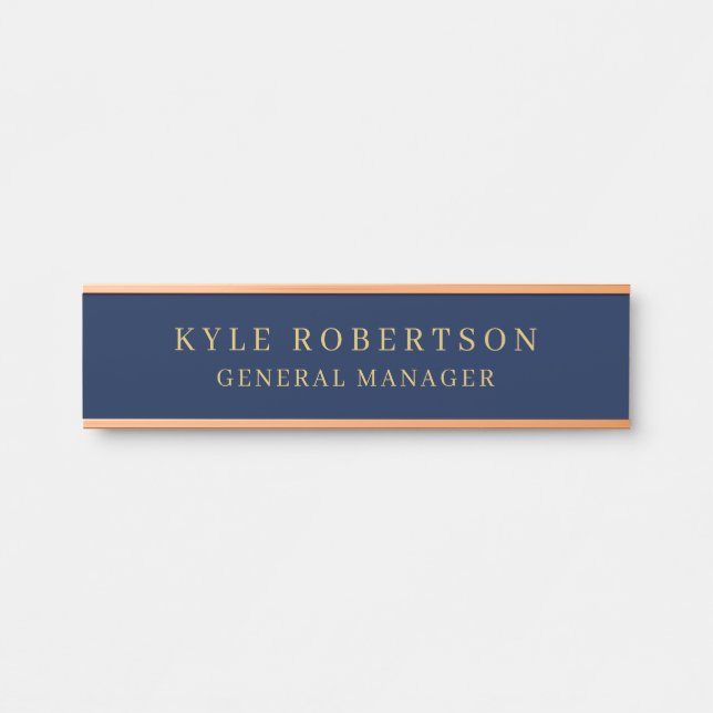 Blue Gold Professional Trendy Own Name Door Sign (Front)