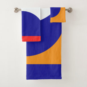 Blue Gold Red Accent Bath Towel Set