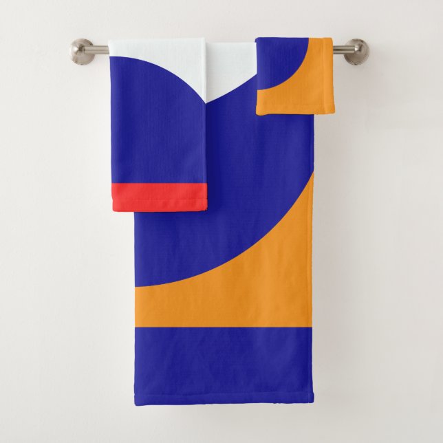 Blue Gold Red Accent  Bath Towel Set (Insitu)