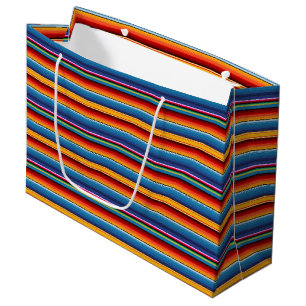 Blue Gold Red Mexican Sarape Large Gift Bag