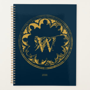 Blue & Gold Rustic Vintage Distressed Monogram   Planner