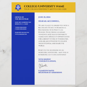 Blue Gold School College University Custom Letterhead