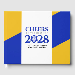 Blue Gold School College University Graduation Guest Book