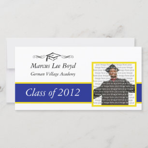 Blue & Gold School Graduation Photo Announcement