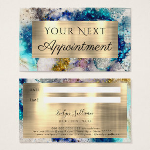Blue gold silver glitter watercolor appointment 