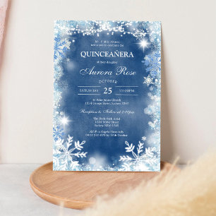 Blue Gold Silver Mis Quince Quinceañera Birthday Invitation