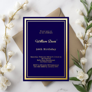 Blue gold simple luxury birthday