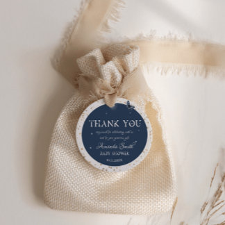 Blue Gold Sky Magic Woodland Animal Baby Shower Favour Tags