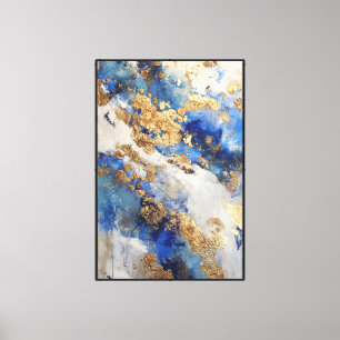Blue & Gold Sky Vein Abstract Canvas Print