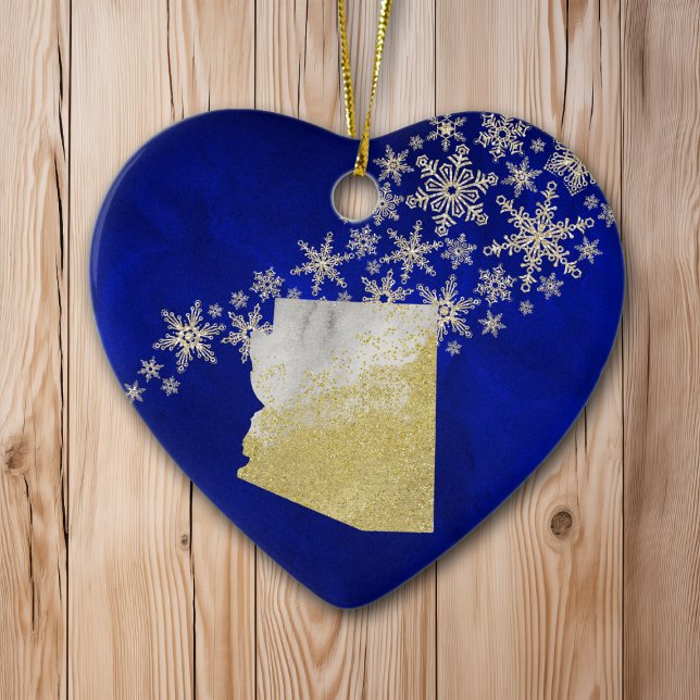Blue Gold Snowflake Arizona Heart Ceramic Tree Decoration (Creator Uploaded)