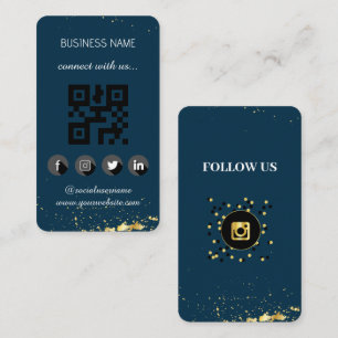 Blue gold  -Social Media QR Code  Business Card