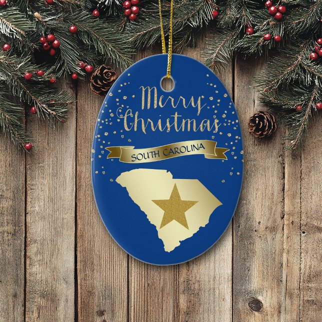 Blue Gold South Carolina Star Ceramic Tree Decoration (Creator Uploaded)