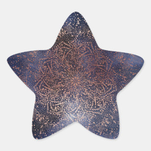 Blue Gold Sparkle Christmas Holiday Star Sticker