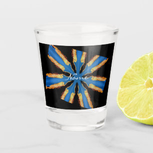 Blue-gold Star Abstract Design Thunder_Cove Shot Glass
