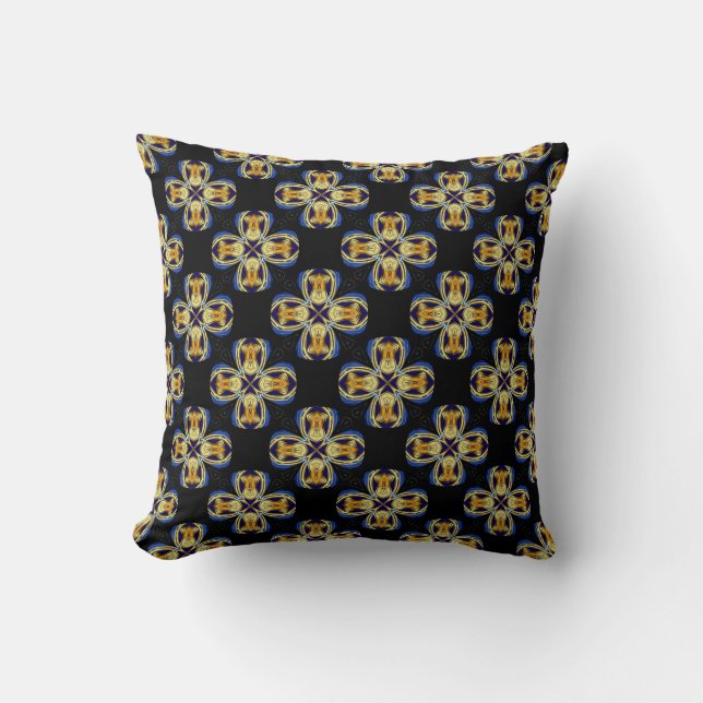 Blue gold star endless pattern cushion (Front)