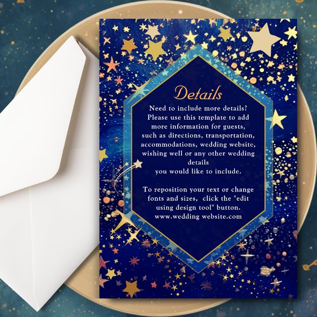 Blue gold starry night celestial magical wedding enclosure card (Creator Uploaded)