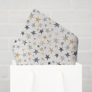 Blue Gold Stars Birthday Tissue Paper