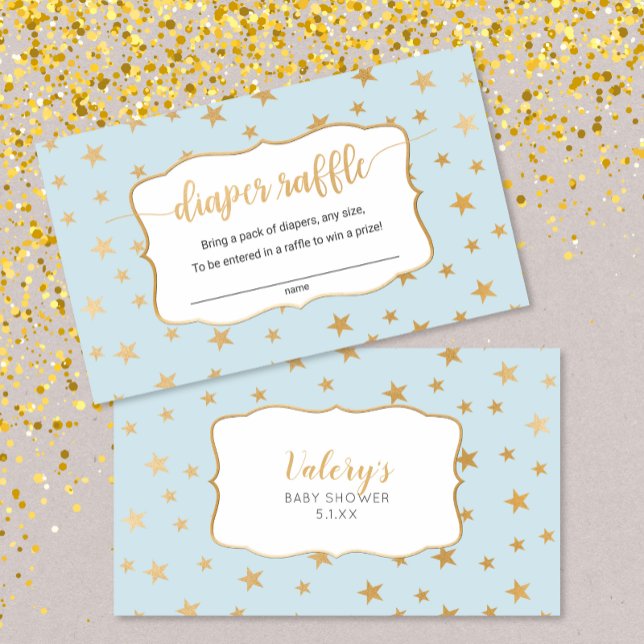 Blue Gold Stars boy diaper raffle card (Creator Uploaded)