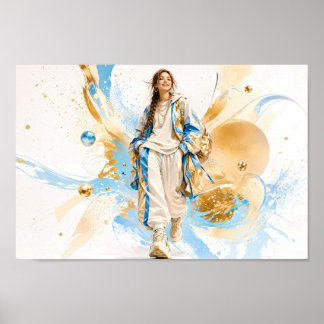 Blue Gold Streetwear Fashion Vibe Poster