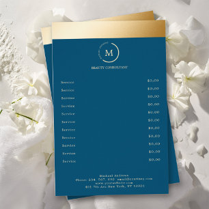 Blue Gold Stripe Monogramm Circle Flyer