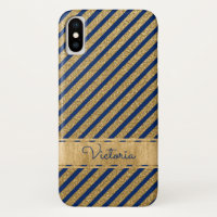 Blue, Gold Striped Case-Mate iPhone X Case
