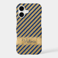 Blue, Gold Striped Case-Mate iPhone X Case