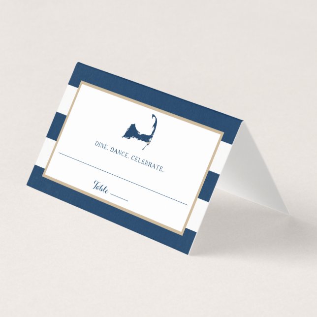 Blue Gold Stripes Chatham Cape Cod Wedding Seating (Front)