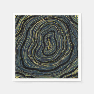 Blue Gold Swirl Glam Art Birthday Party Napkin