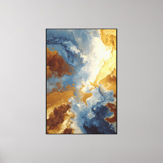 Blue & Gold Swirlscape Abstract Canvas Print