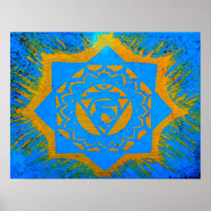 blue gold tantric symbol poster