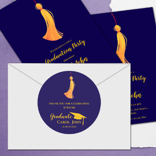 Blue Gold Tassel 2025 Graduation Thank you Classic Round Sticker