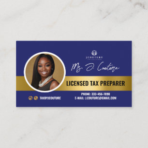 Blue & Gold Tax Preparer Accounting Business Card