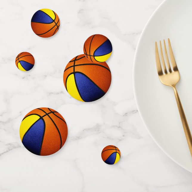 blue gold team colours basketball party confetti (Group)