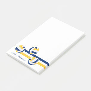 blue gold team colours volleyballs stripes post-it notes