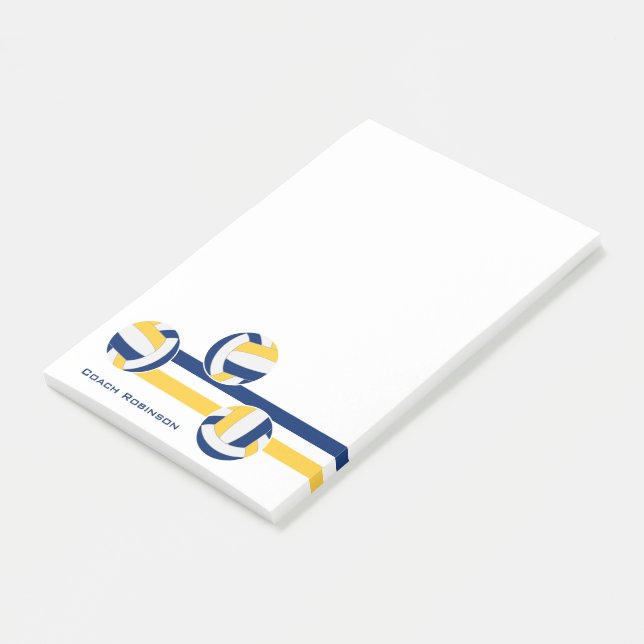 blue gold team colours volleyballs stripes post-it notes (Angled)