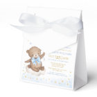 Blue Gold Teddy Bear Balloons Boy Baby Shower Invi