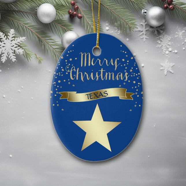 Blue Gold Texas Star Ceramic Tree Decoration (Creator Uploaded)