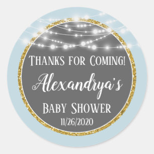 Blue Gold Thanks For Coming Baby Shower Favour Tag