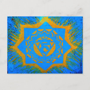blue gold tibetan tantric design postcard