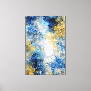 Blue & Gold Veinflow Abstract Canvas Print
