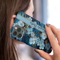 Blue  Gold Veins Agate Monogram