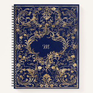 Blue Gold Vintage Ornate Gold Notebook
