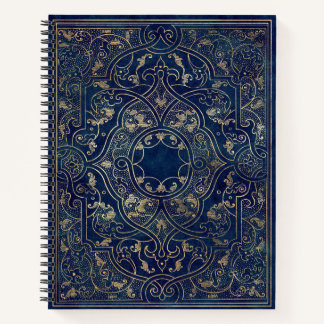 Blue Gold Vintage Ornate Gold Notebook