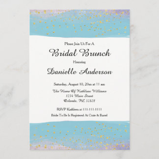 Blue & Gold Watercolor Bridal Shower Invitation