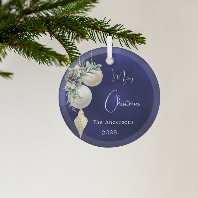Blue gold white baubles Christmas Glass Tree Decoration (Creator Uploaded)