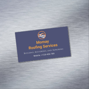 Blue Gold White Roofing Company Magnetic Business Card