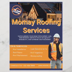 Blue Gold White Roofing Contractor Custom Flyer