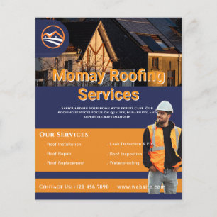 Blue Gold White Roofing Contractor Custom Flyer